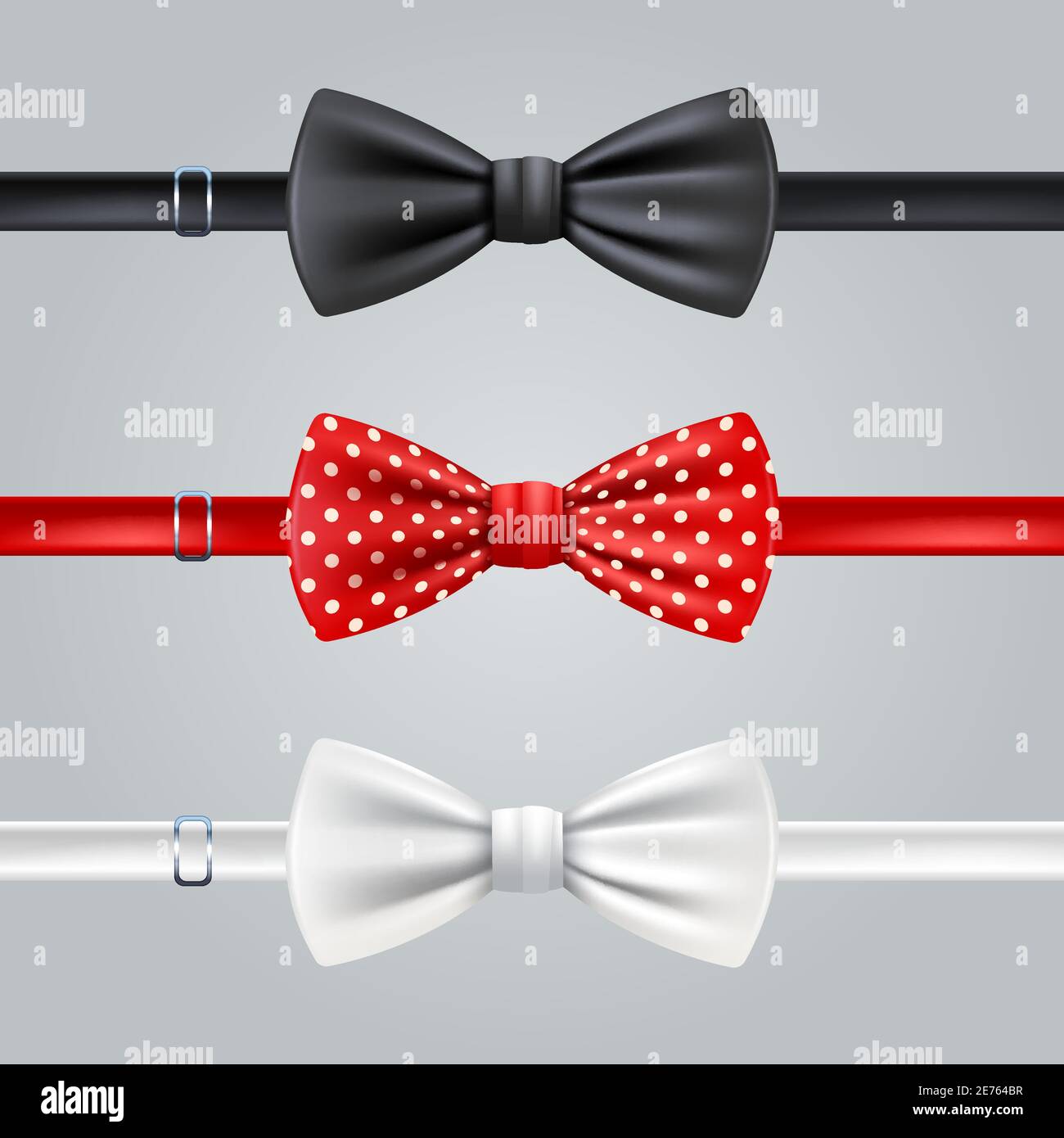 Black red dotted and white bow ties realistic set isolated vector ...