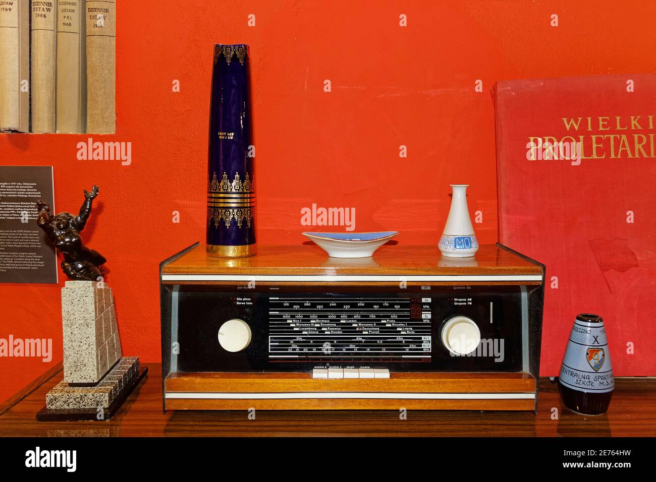Warsaw, Poland - January 14, 2021. Old-fashioned radio receiver from communism-era exhibited in Museum of Life under communism in Warsaw. Stock Photo