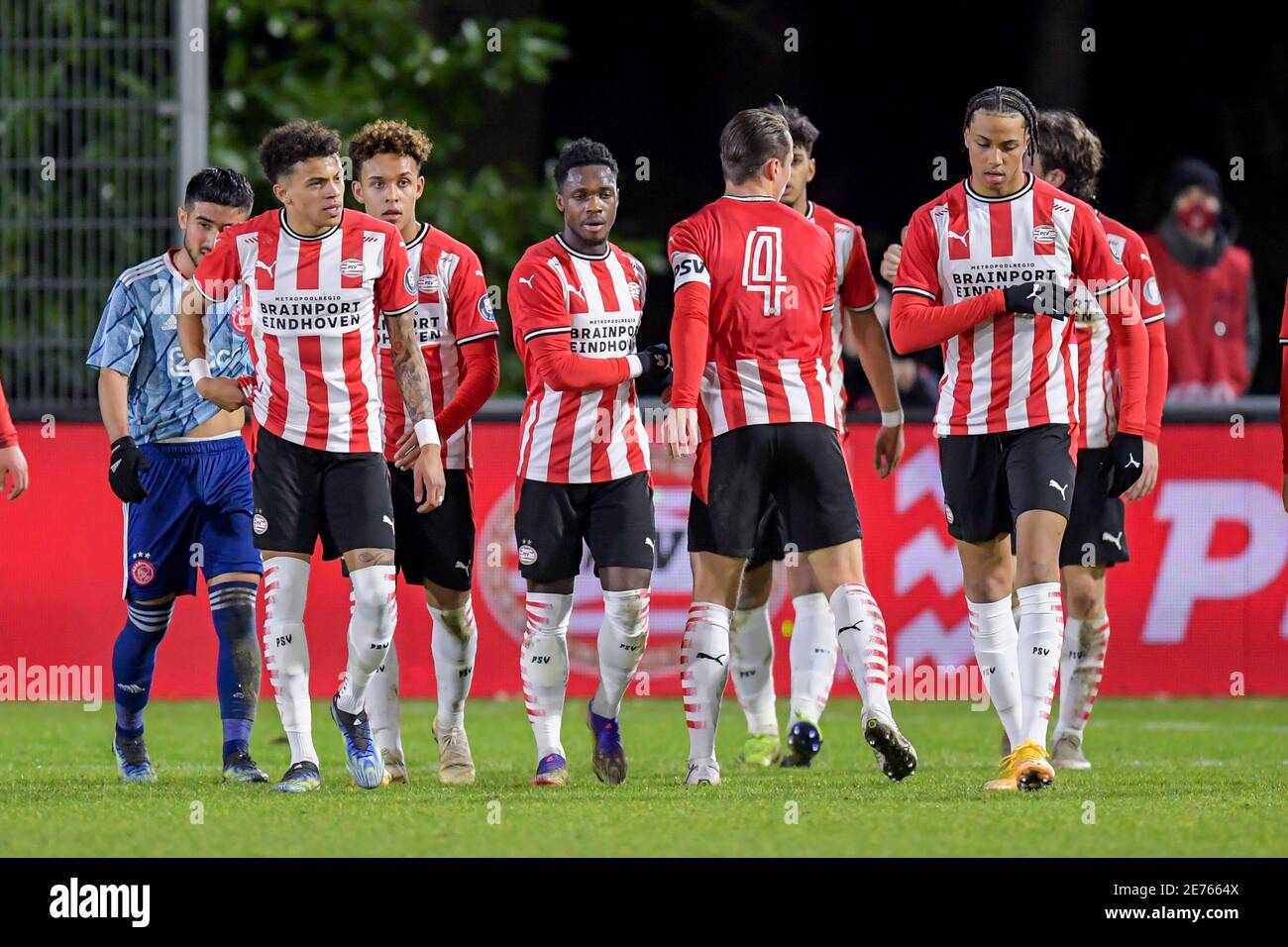 EINDHOVEN NETHERLANDS JANUARY 29 Jong PSV celebrate a goal