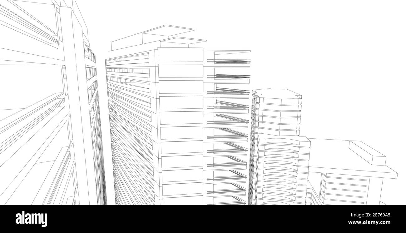 Abstract architectral drawing sketch,Illustration Stock Photo - Alamy