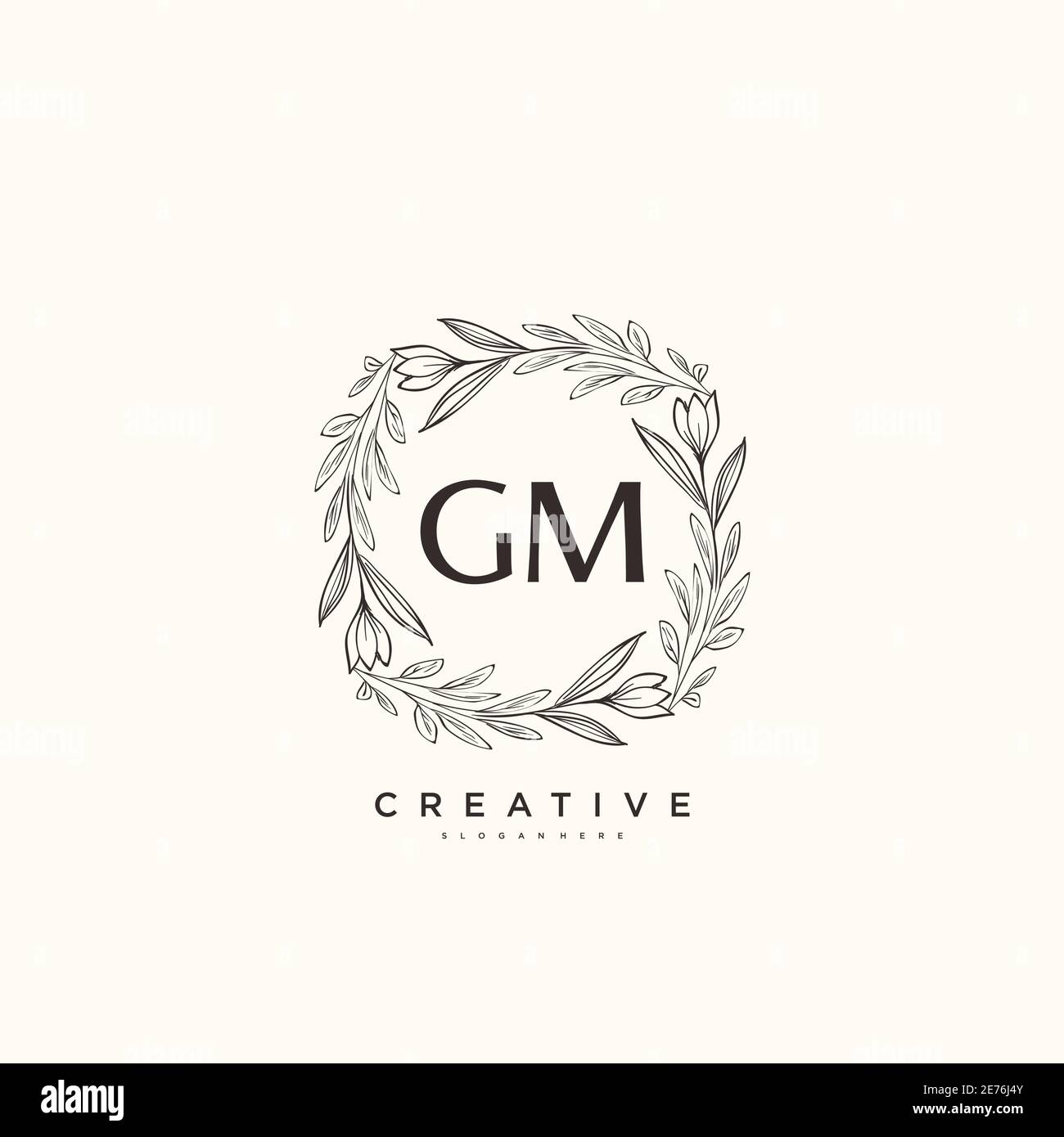 GM Beauty vector initial logo art, handwriting logo of initial signature,  wedding, fashion, jewerly, boutique, floral and botanical with creative  temp Stock Vector Image & Art - Alamy