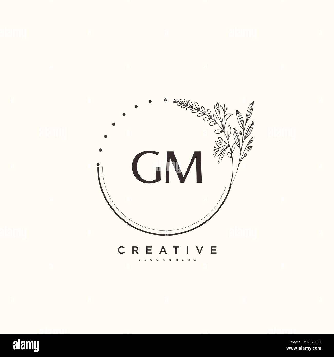 Initial gm beauty monogram and elegant logo design