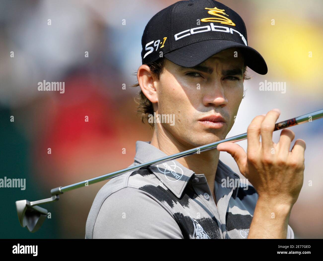 Camilo Villegas of Colombia looks on on the eighteenth green during the third round of the St. Jude Classic golf tournament at TPC Southwind in Memphis, Tennessee June 13, 2009.   REUTERS/Nikki Boertman    (UNITED STATES SPORT GOLF) Stock Photo