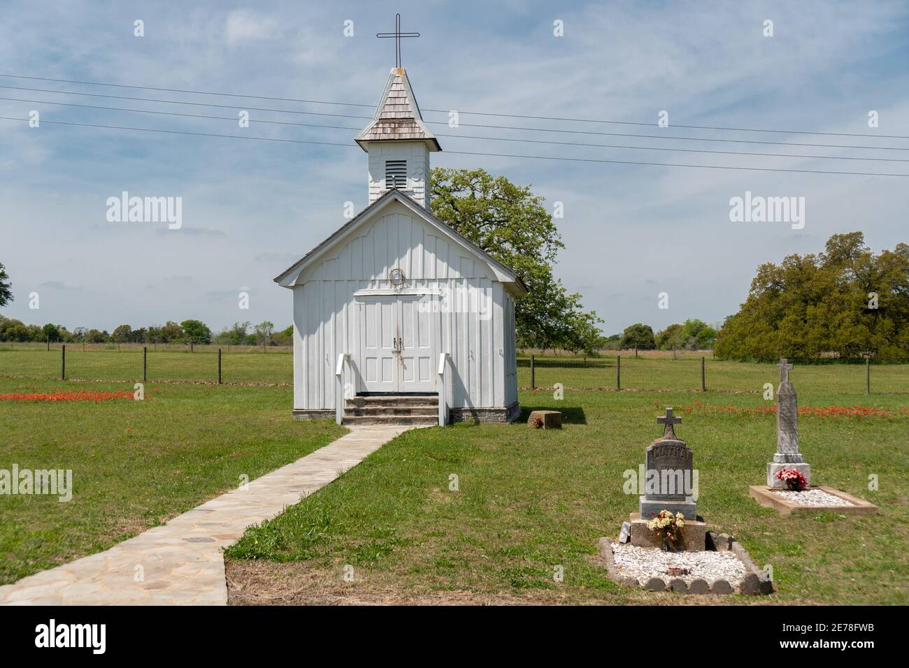 Entrance and small graveyard at St. Martins Catholic Church in Roundtop
