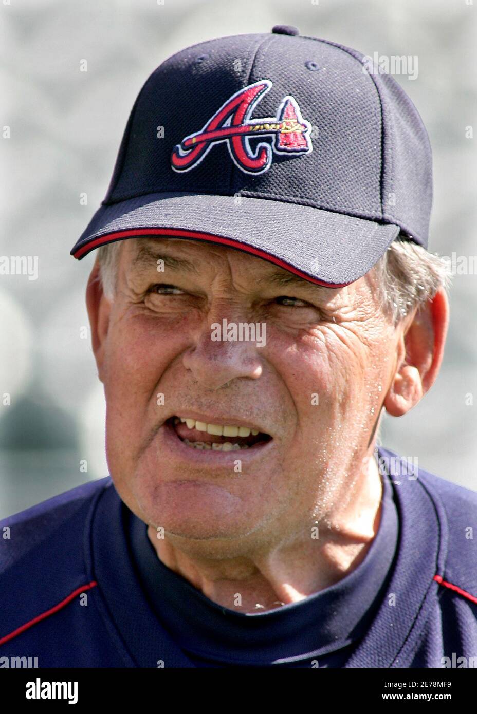 Atlanta Braves manager Bobby Cox watches his team practice at ...