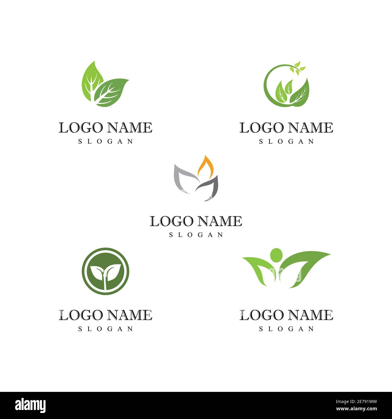 Set Leaf Logo Template vector symbol nature Stock Vector