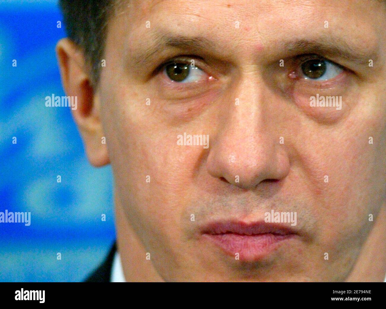 Russia's Natural Resources Minister Yuri Trutnev attends a news conference in Moscow on the results of his trip to Sakhalin in the country's far east, October 27, 2006. Trutnev said on Friday that British-Russian oil firm TNK-BP, which is half-owned by BP Plc, had the worst record of exploiting oil wells in Russia.   REUTERS/Anton Denisov (RUSSIA) Stock Photo