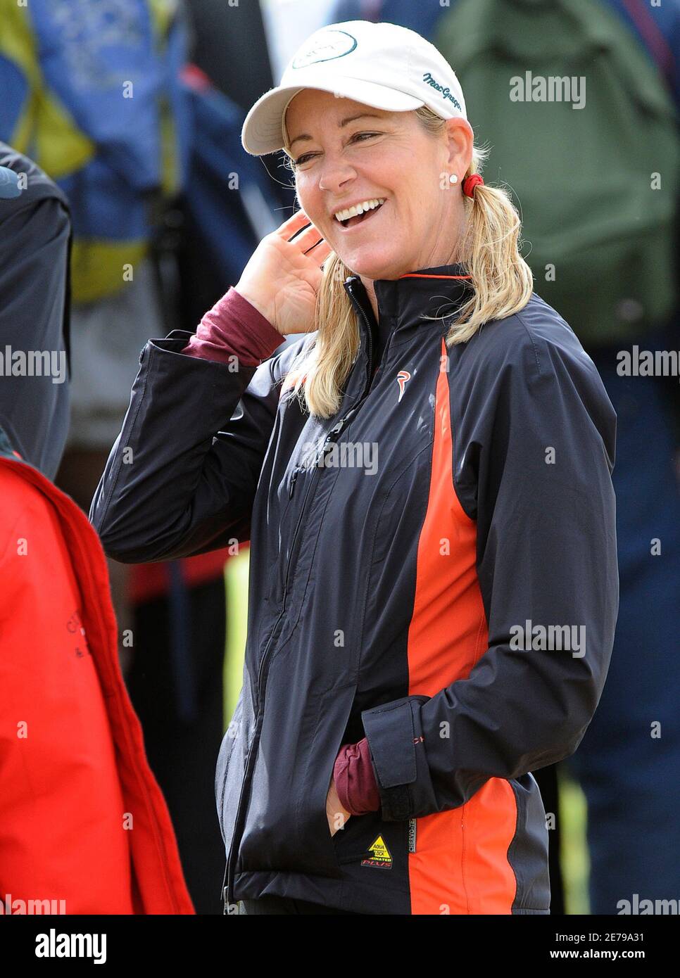 Former tennis star Chris Evert, wife of Australian golfer Greg Norman, watches third round play at the 2008 British Open Golf Championship at Royal Birkdale, Southport, northern England, July 19, 2008.     REUTERS/Russell Cheyne (BRITAIN) Stock Photo