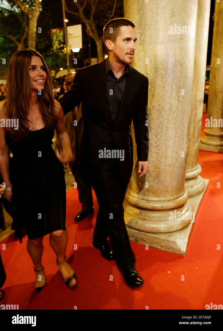British actor Christian Bale and his wife Sandra ?Sibi? Blazic arrive at a  photocall for the movie 