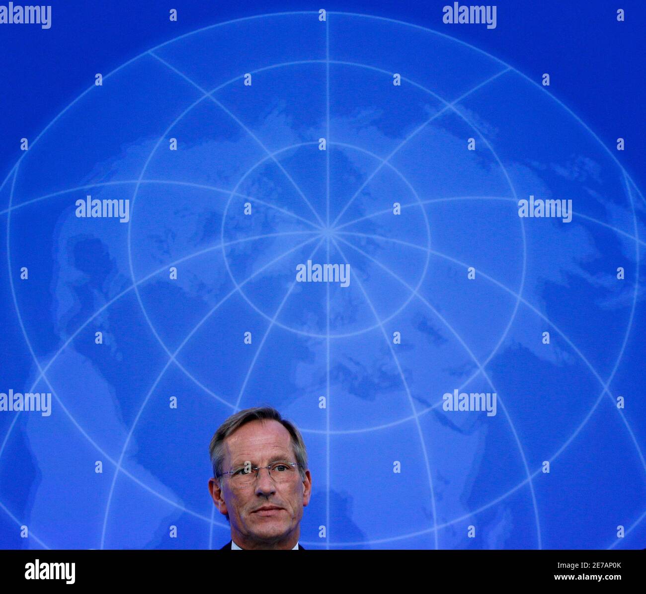 Michael Diekmann, CEO of Europe's biggest insurer Allianz, arrives for the company's annual news conference in Munich February 25, 2010. Allianz on Thursday forecast a stagnating year ahead, mired in low economic growth and high unemployment. REUTERS/Michaela Rehle (GERMANY - Tags: BUSINESS) Stock Photo