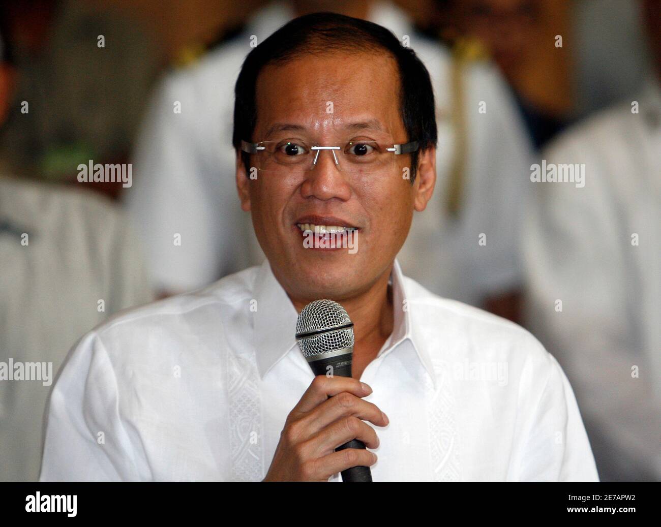 Philippine President Benigno Aquino Iii Answers Media Queries After A Command Conference With The Armed Forces Of The Philippines Afp At Camp Aguinaldo In Quezon City Metro Manila July 12 2010 Reuters Cheryl<script async src=