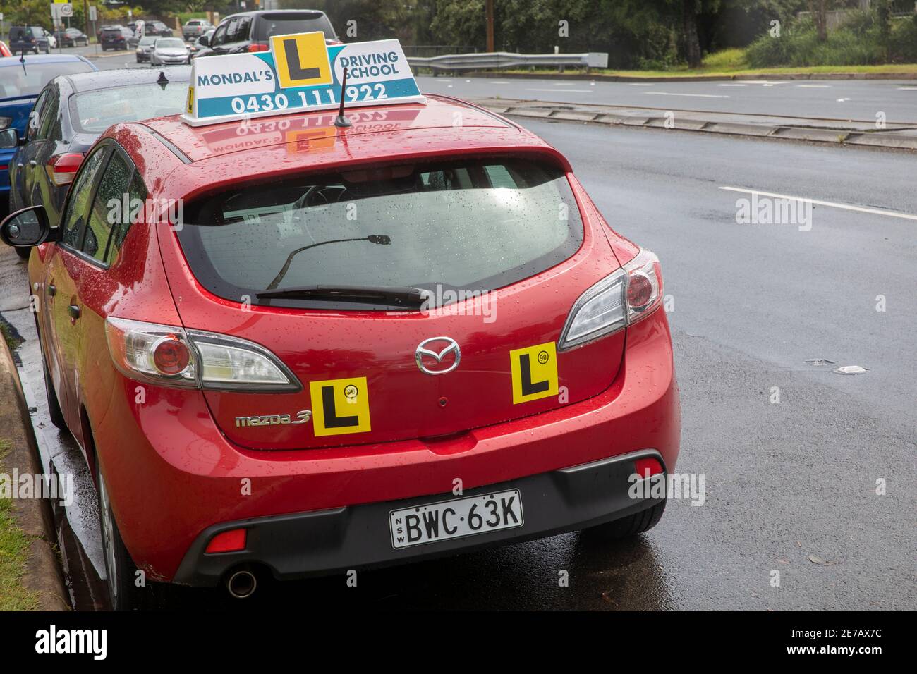 Sydney Australia Driving School Instructors vehicle to teach L plate learner drivers how to drive a car Stock Photo
