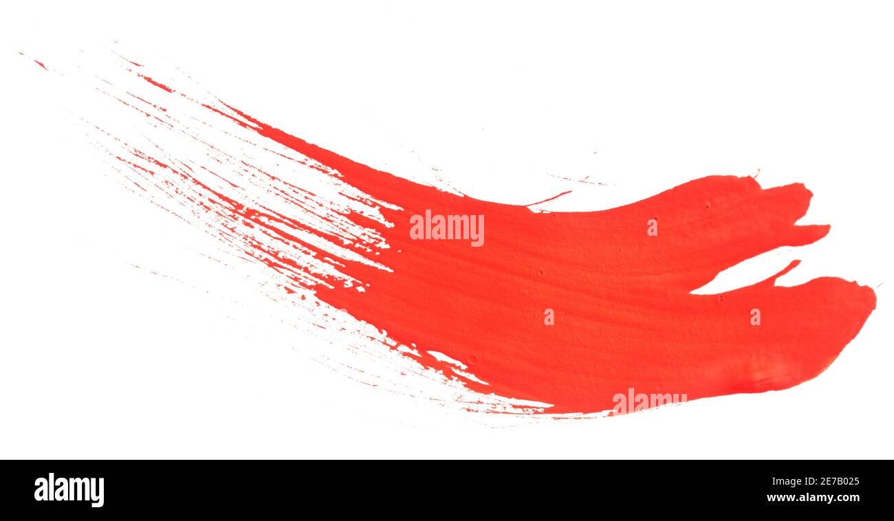 Red brush stroke isolated on white background Stock Photo - Alamy