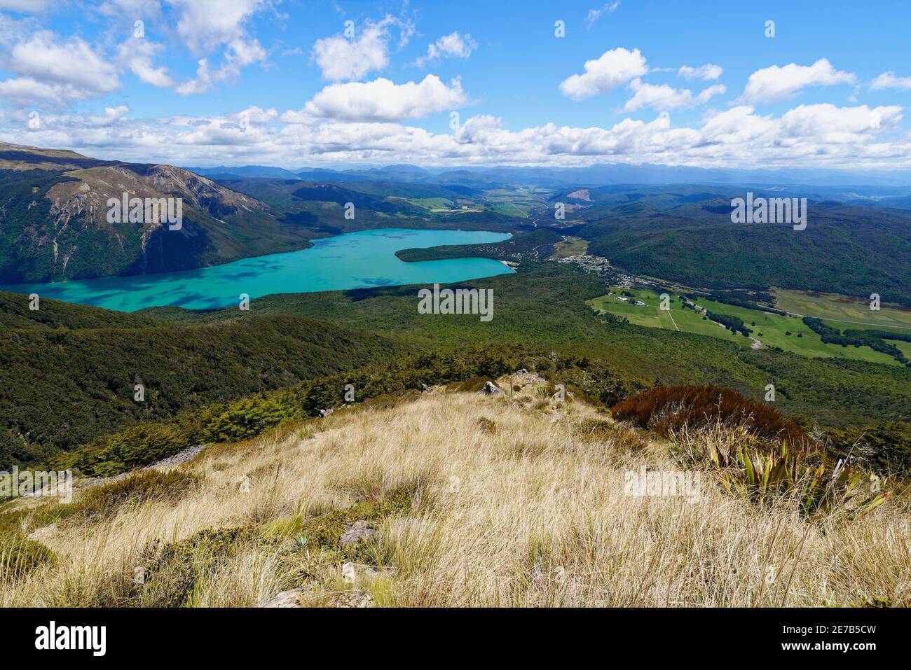 Lake Rotoiti Aerial view of Lake Rotoiti, an alpine lake in Nelson Lakes National ...