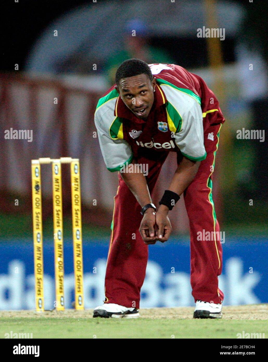West Indie's captain Dwayne Bravo reacts during the first one-day international cricket match against South Africa at Centurion in Pretoria, January 20, 2008. REUTERS/Siphiwe Sibeko (SOUTH AFRICA Stock Photo - Alamy West Indie's captain Dwayne Bravo reacts during the first one-day international cricket match against South Africa at Centurion in Pretoria, January 20, 2008. REUTERS/Siphiwe Sibeko (SOUTH AFRICA Stock Photo - Alamy