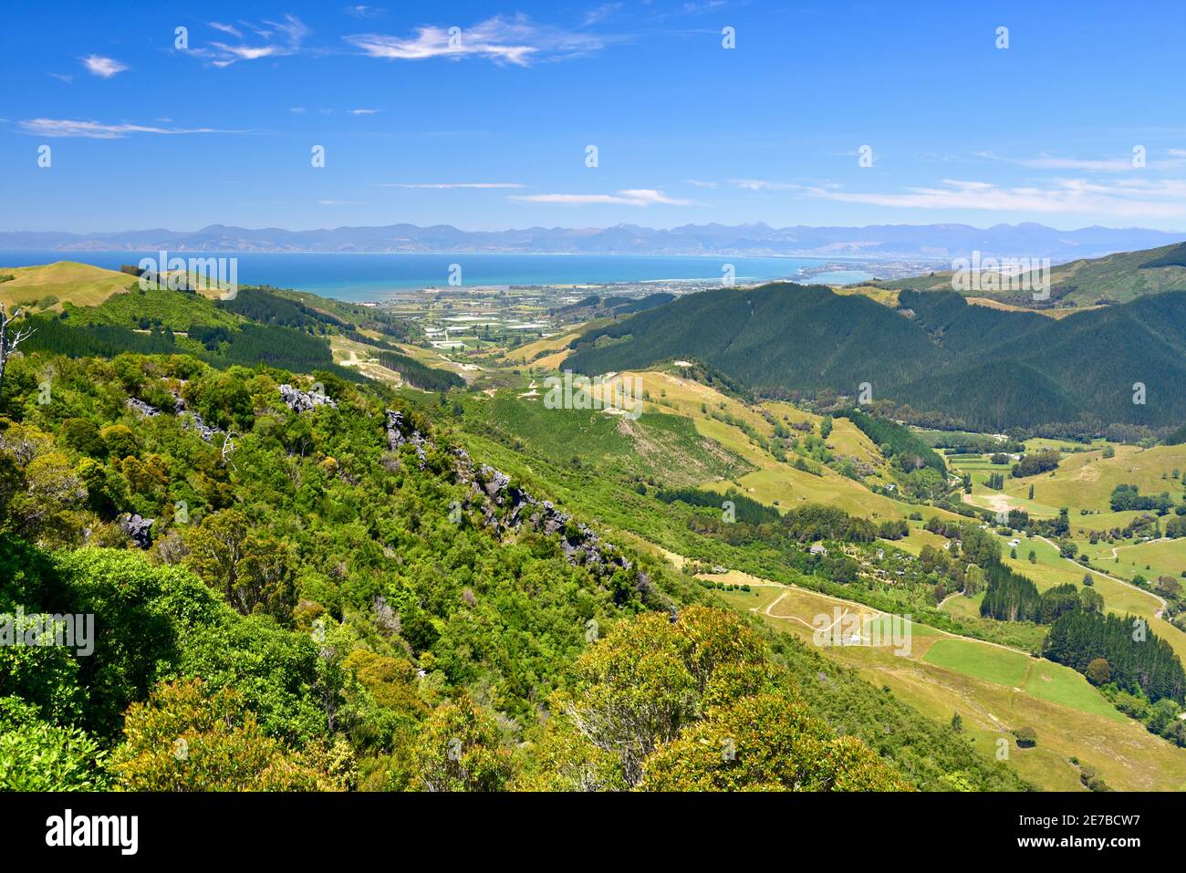 Hawkes Lookout at Takaka Hill, Nelson region, New Zealand Stock Photo
