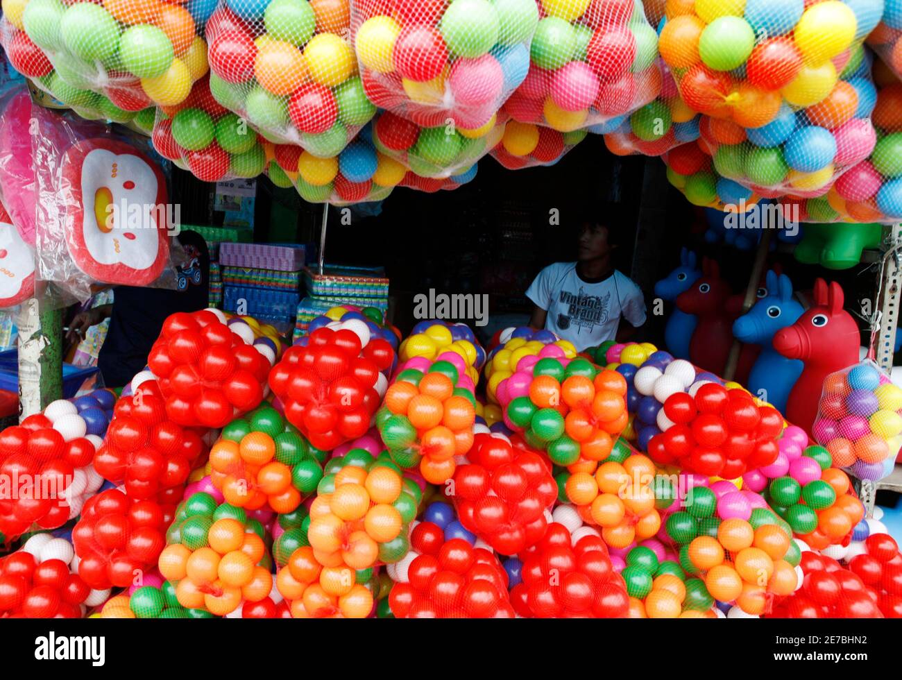 Cheap toys imported from China are displayed in a makeshift market in  Jakarta January 15, 2010. Southeast Asian countries will not delay  implementing a free-trade zone with China that has drawn fire