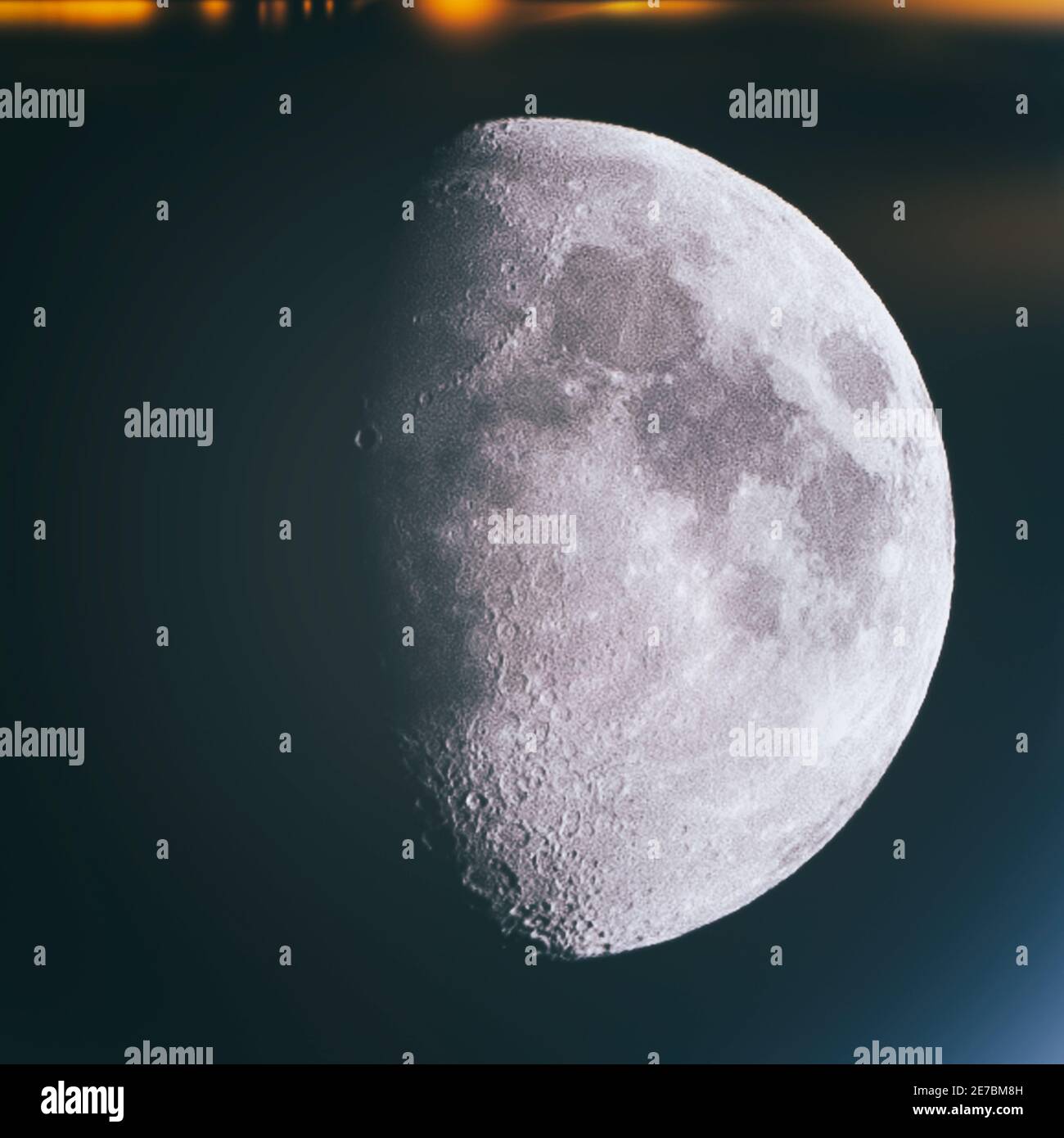Closeup of the Waxing Gibbous phase of the moon Stock Photo Alamy