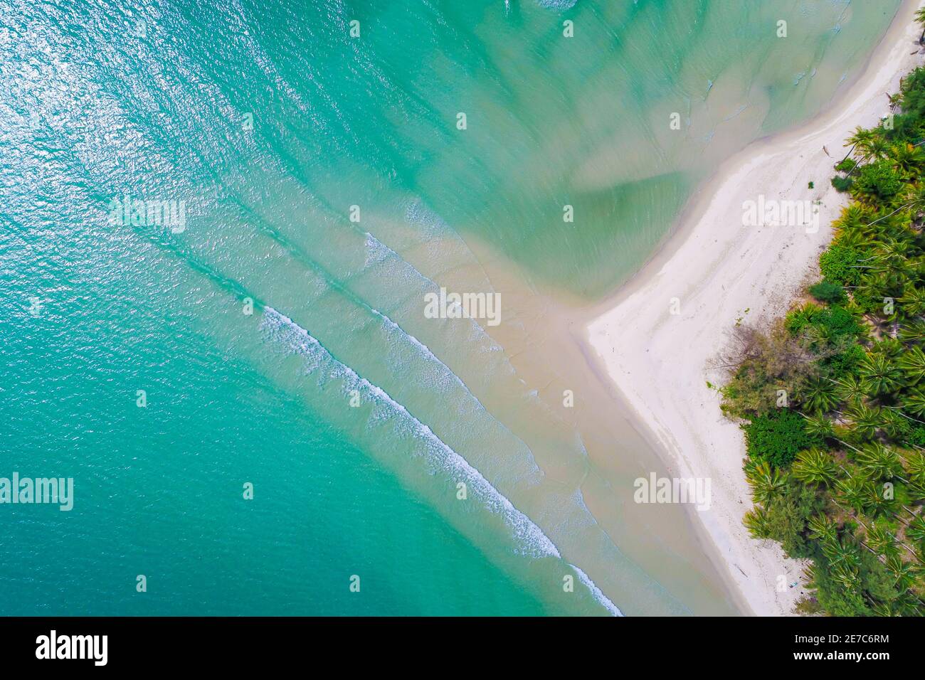 Tropical sea island white sand beach turquoise water aerial view Koh ...