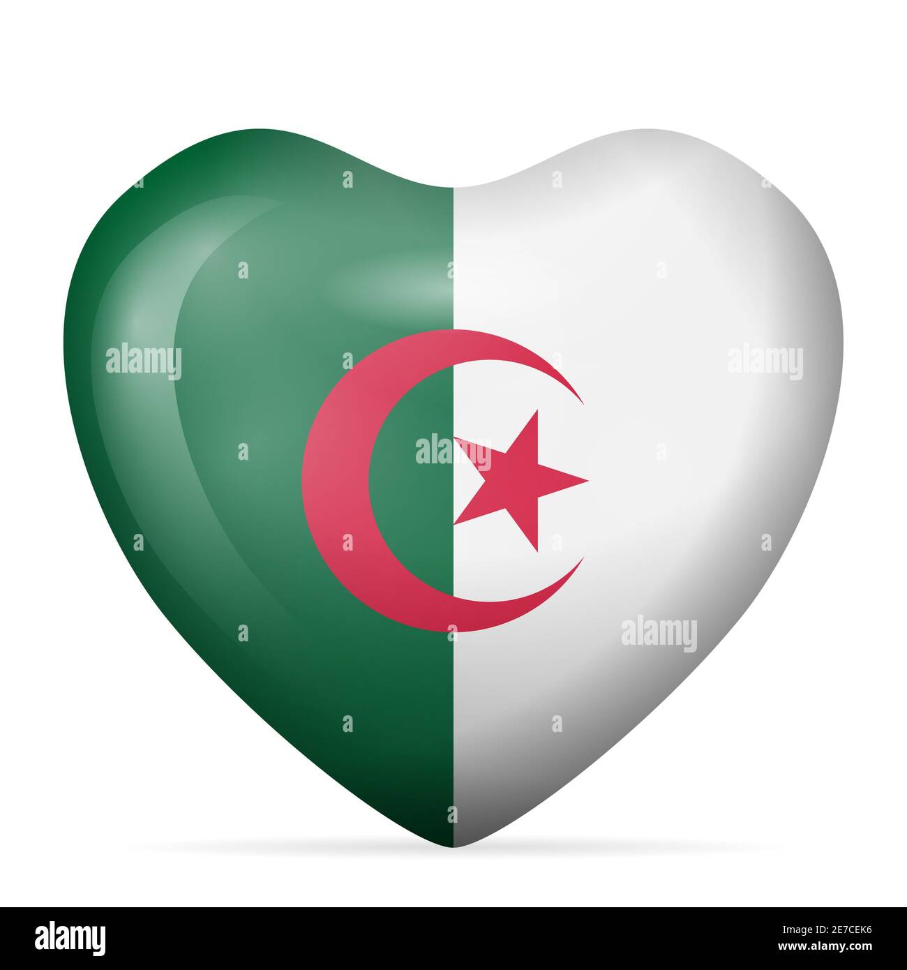 Heart Algeria flag on a white background. Vector illustration Stock
