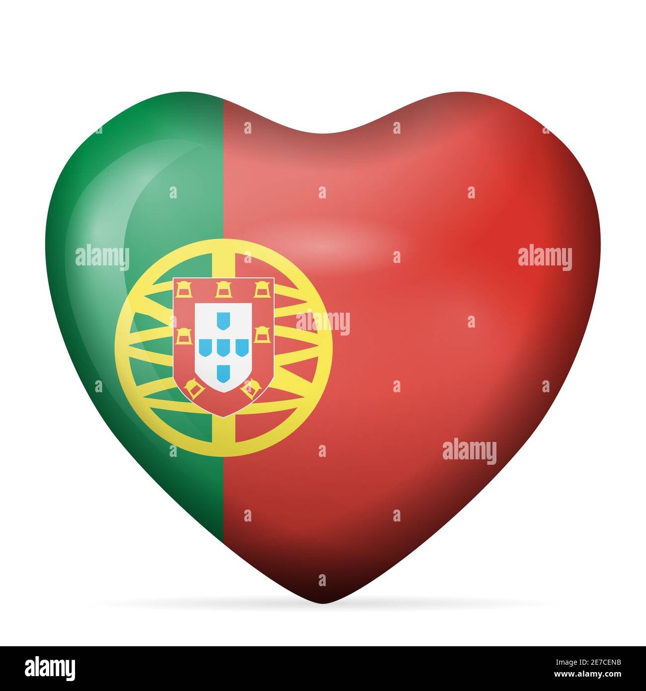 Heart Portugal flag on a white background. Vector illustration Stock