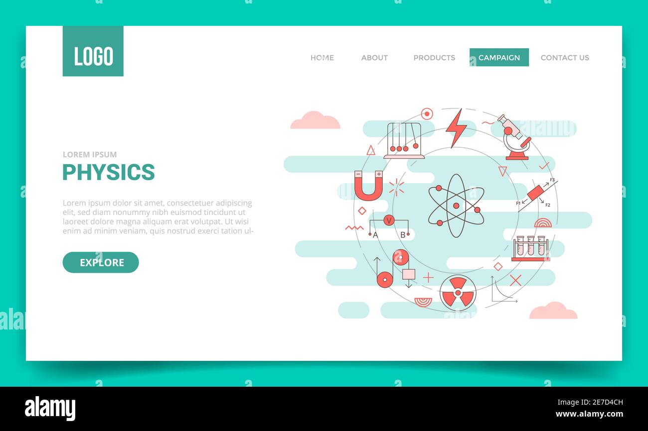 Physics Concept With Circle Icon For Website Template Or Landing Page Banner Homepage Outline 7159