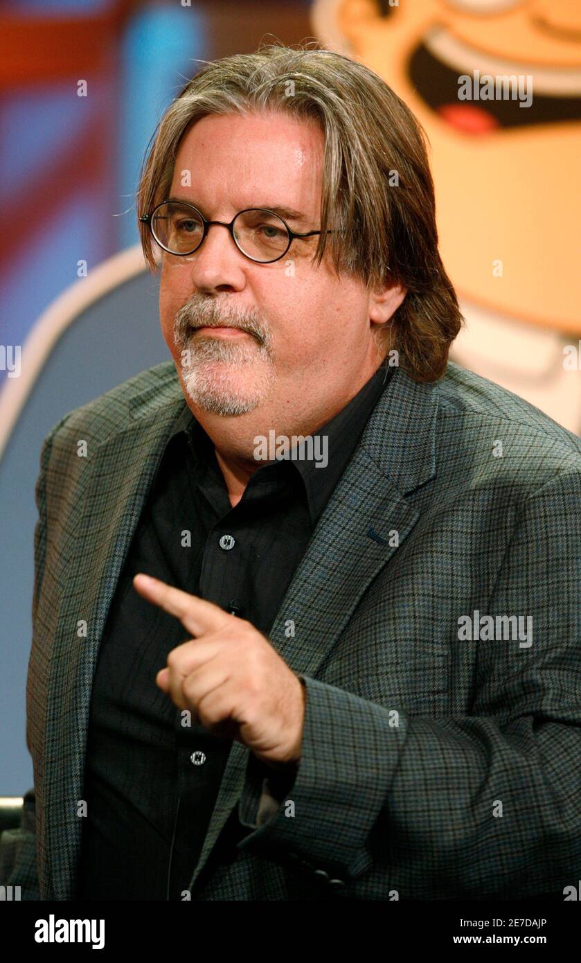 Matt Groening, creator and executive producer of the animated series 'The Simpsons' takes part in a panel disucssion at the Fox TV network summer press tour in Beverly Hills, California July 14, 2008. REUTERS/Fred Prouser  (UNITED STATES) Stock Photo