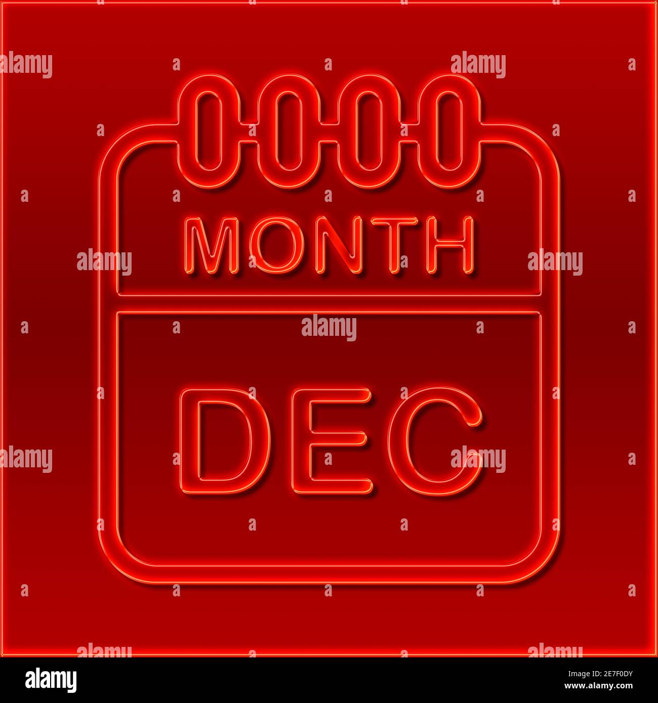 A calendar in the design of a red neon sign shows the Month December
