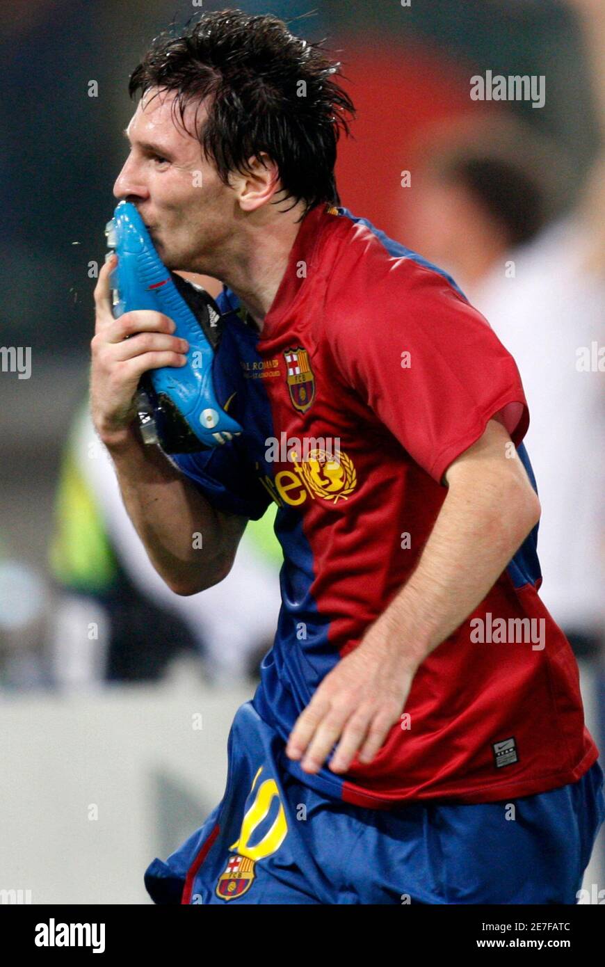 Barcelona\'s Lionel Messi celebrates his goal during their ...
