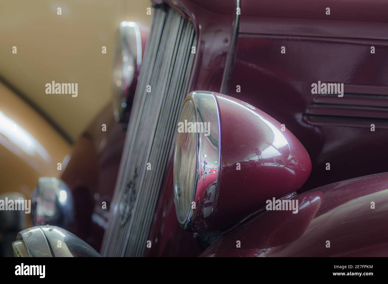 Red classic car side view detail Stock Photo - Alamy
