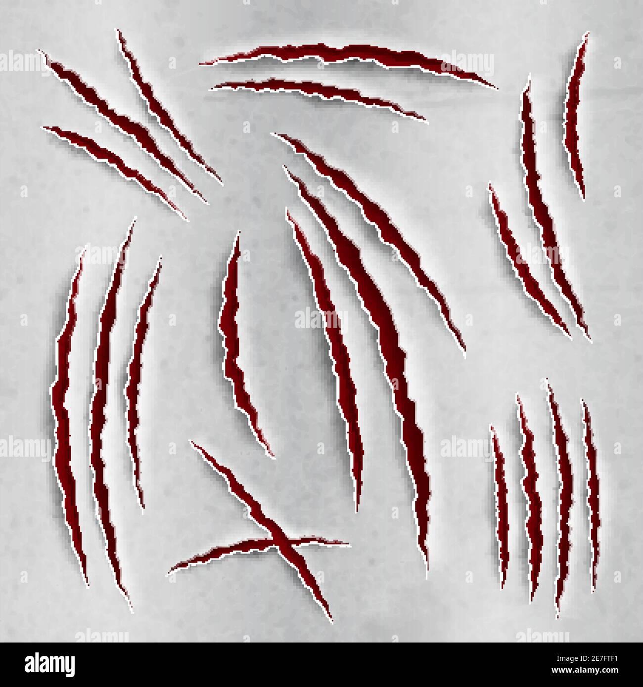 Cat claw scratches set realistic torn paper vector illustration Stock Vector