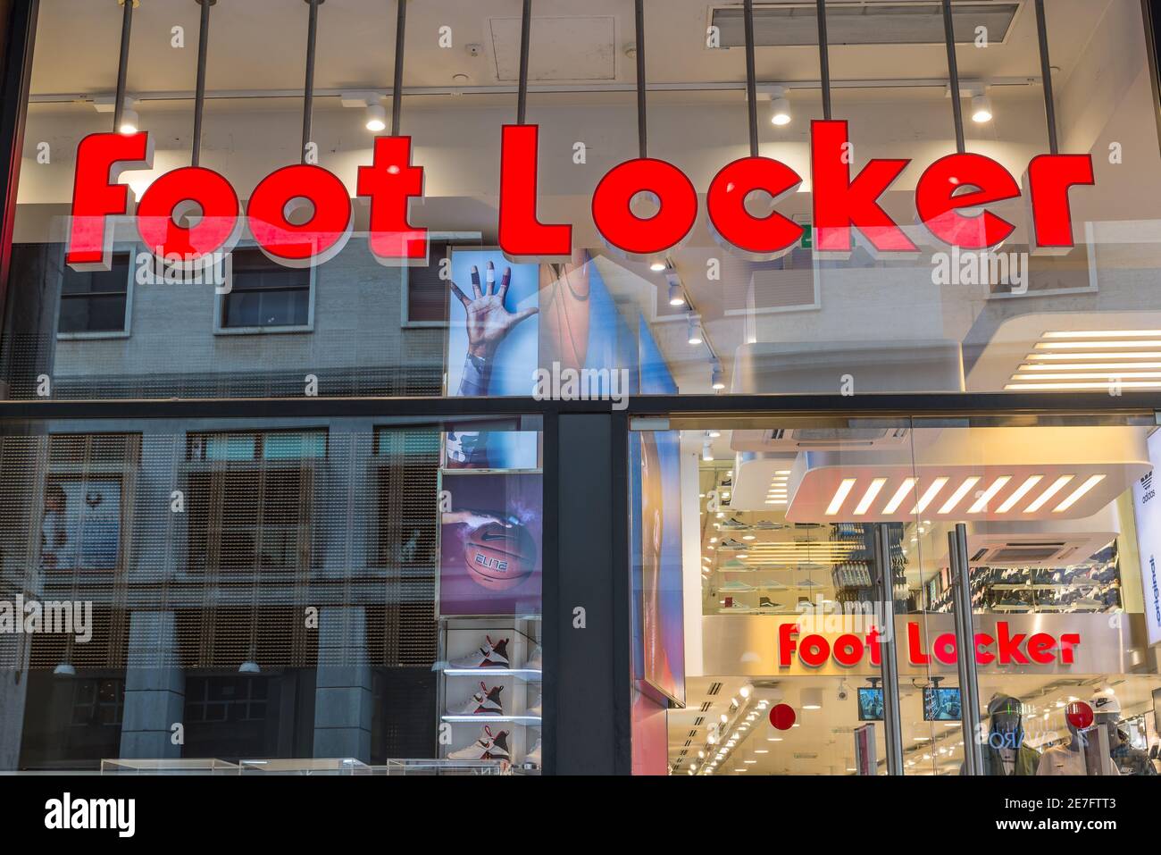 Sportswear store and shoes. Foot Locker store Stock Photo