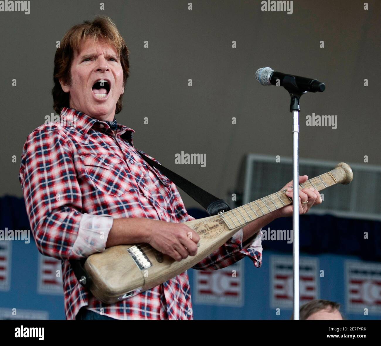Musician John Fogerty sings his classic song, "Centerfield" during National  Baseball Hall of Fame induction ceremonies in Cooperstown, New York, July  25, 2010. Fogerty and his song were honored on the occasion