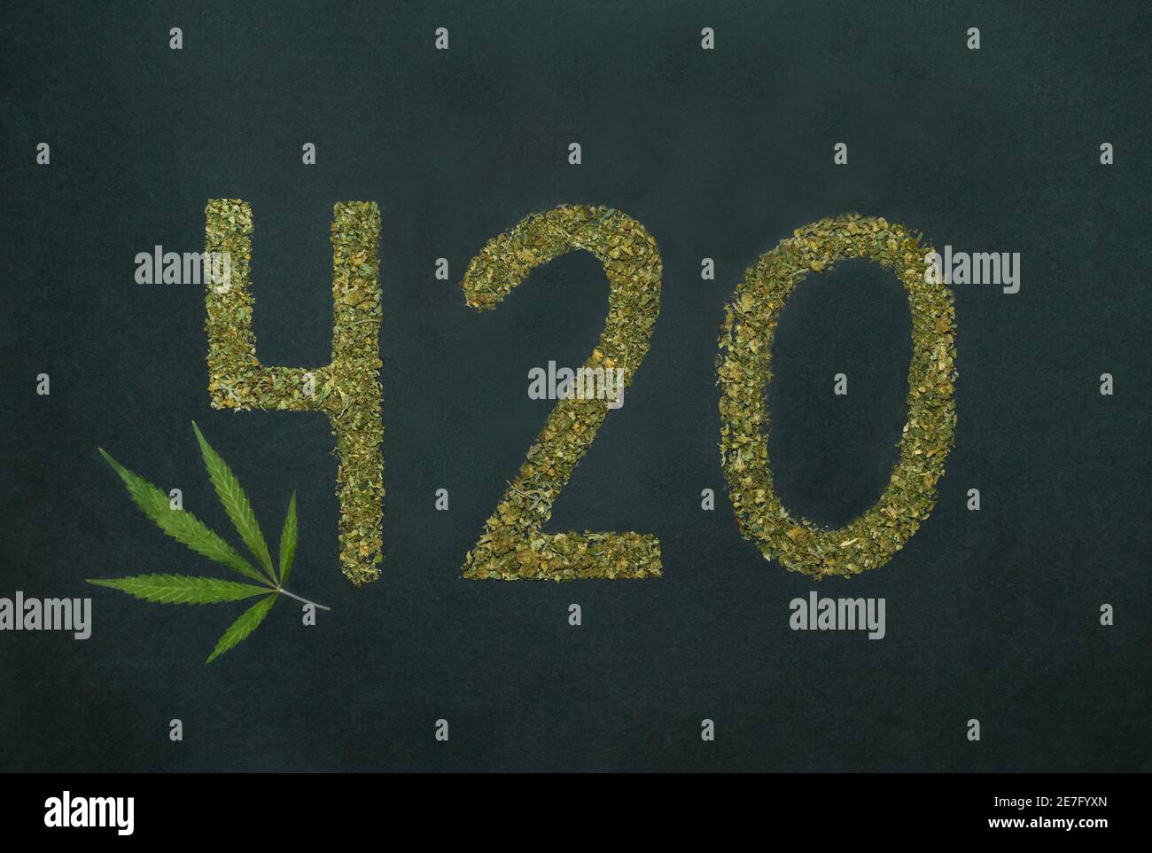 420 made with marijuana and beautiful cannabis leaf on black