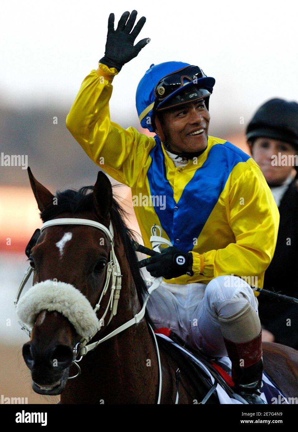 Weichong Marwing Riding Asiatic Boy Of Argentina Celebrates His Win In The UAE Derby At The 