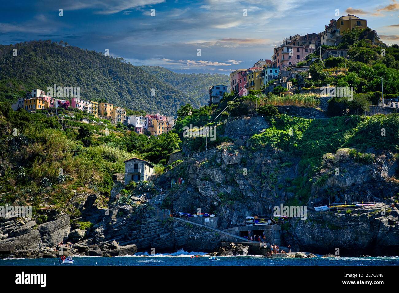 Cinque Terre Italy Sunset Sea Stock Photo Alamy