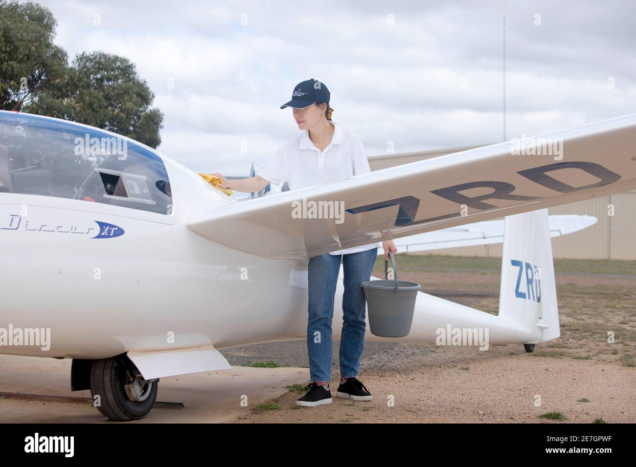 Two young women at the Melbourne Gliding Club at the Bacchus Marsh