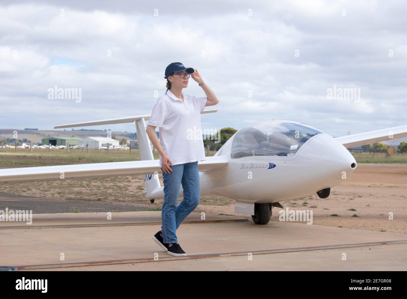 Two young women at the Melbourne Gliding Club at the Bacchus Marsh