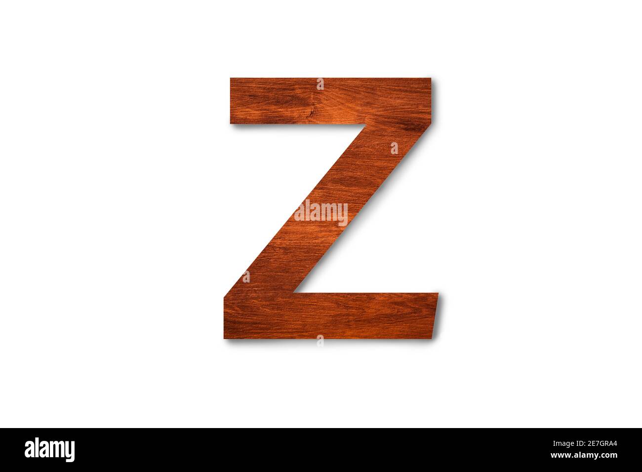 Modern wooden alphabet letter Z isolated on white background with clipping path for design Stock Photo