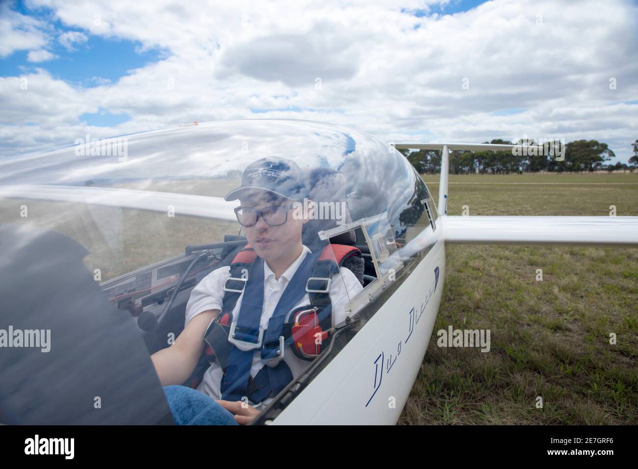 Two young women at the Melbourne Gliding Club at the Bacchus Marsh