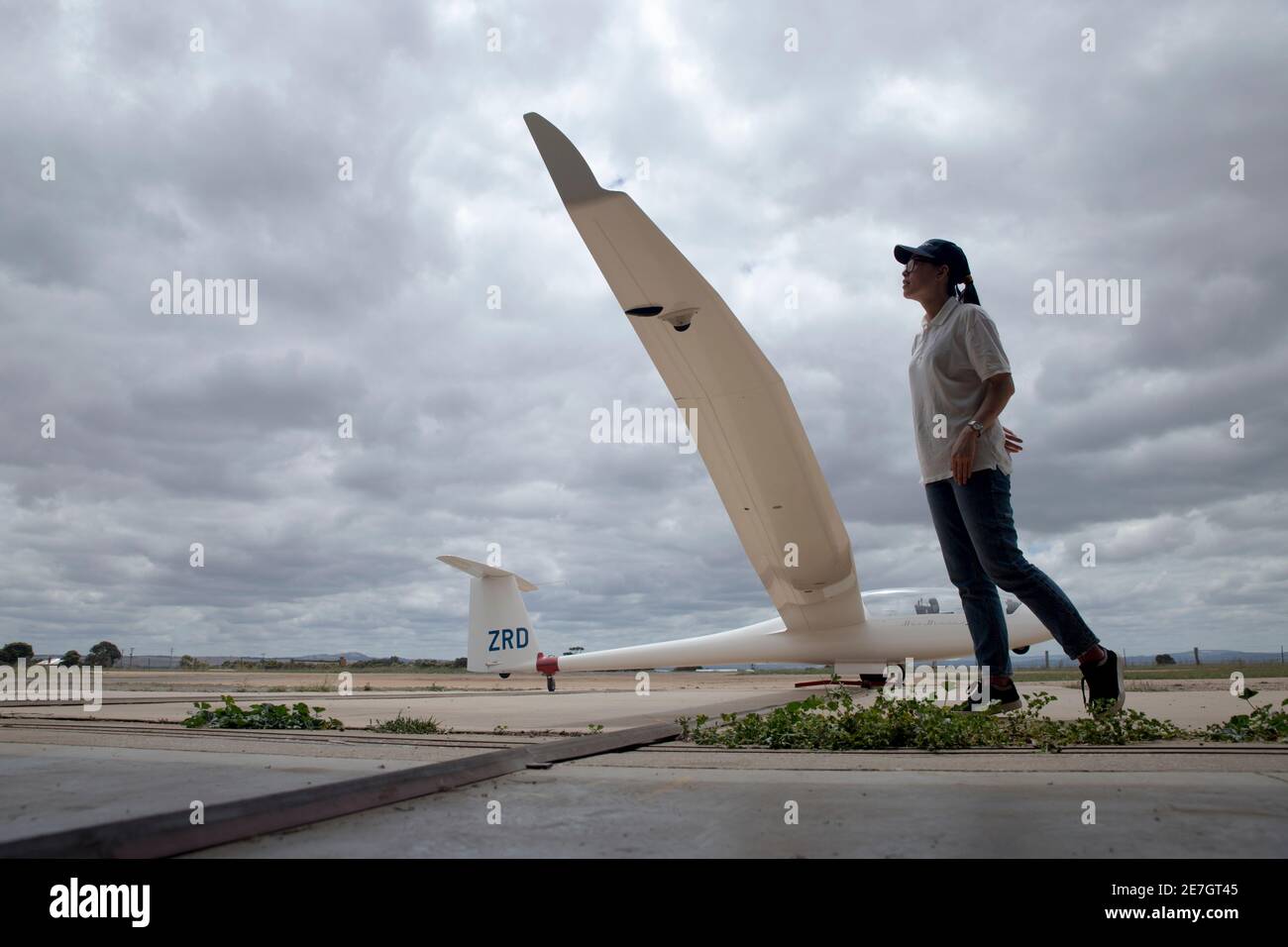 Two young women at the Melbourne Gliding Club at the Bacchus Marsh