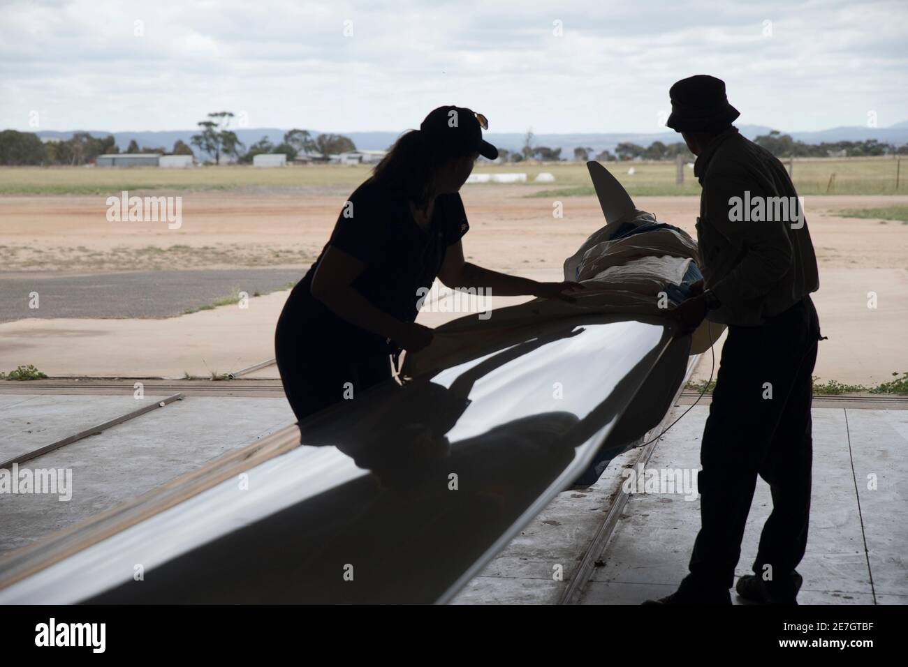 Two young women at the Melbourne Gliding Club at the Bacchus Marsh