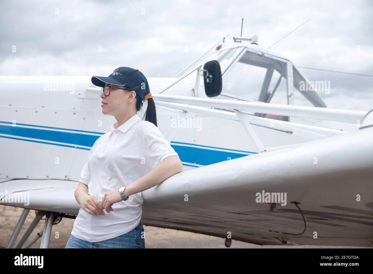 Two young women at the Melbourne Gliding Club at the Bacchus Marsh