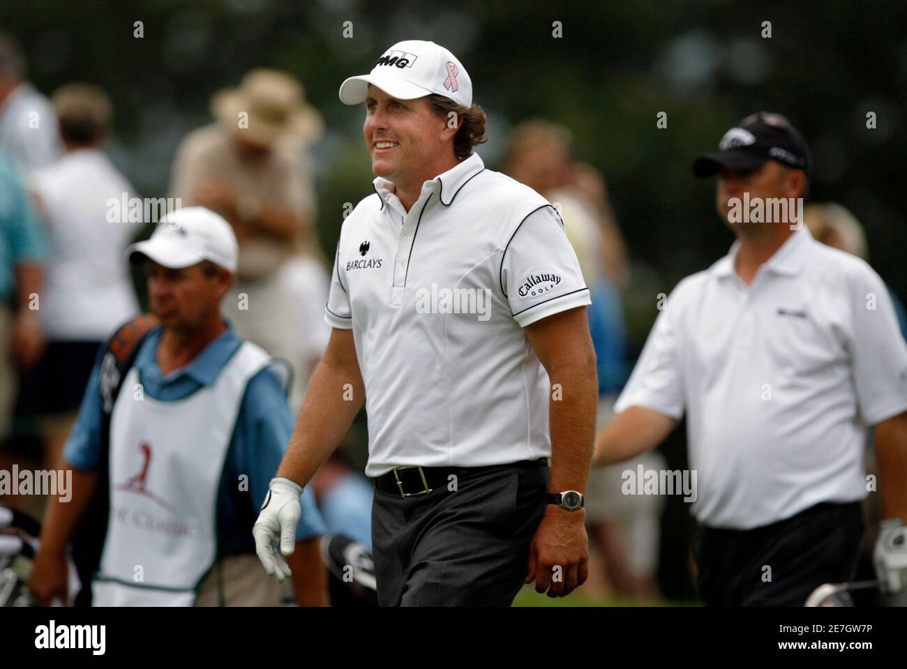Phil Mickelson, of the U.S., walks the ninth green during the first round of the St. Jude Classic at TPC Southwind in Memphis, Tennessee June 11, 2009.   REUTERS/Nikki Boertman    (UNITED STATES SPORT GOLF) Stock Photo