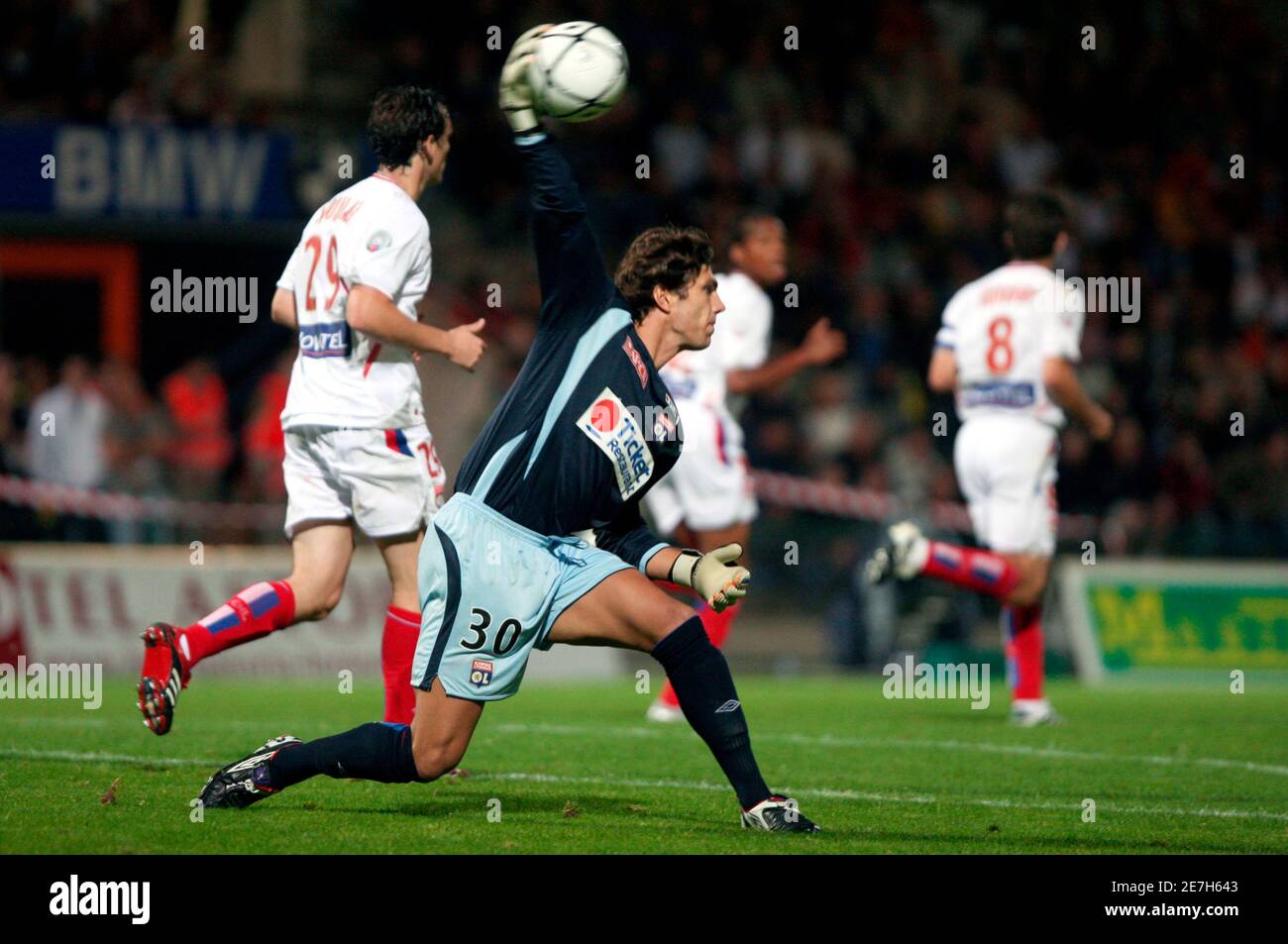 Olympique Lyon S Substitute Goalkeeper Remy Vercoutre Throws The Ball During Their French Ligue 1 Soccer Match