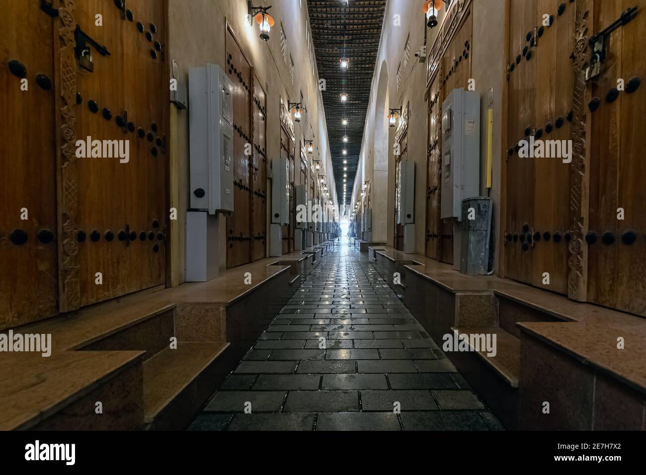 Al Hasa Traditional Souq Market Saudi Arabia inside wide angle view.Al ...