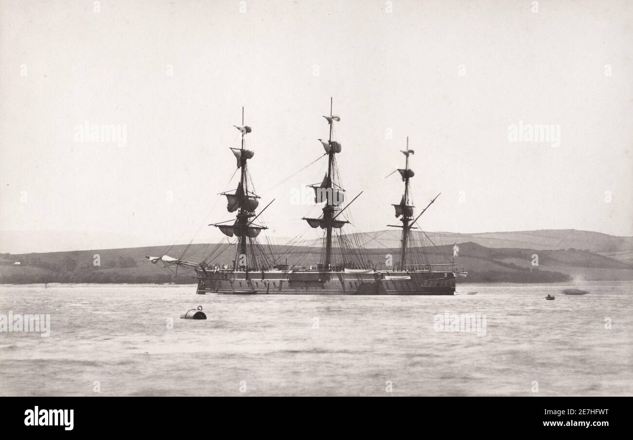 Vintage 19th Century Photograph Hms Swiftsure Ironclad Battleship