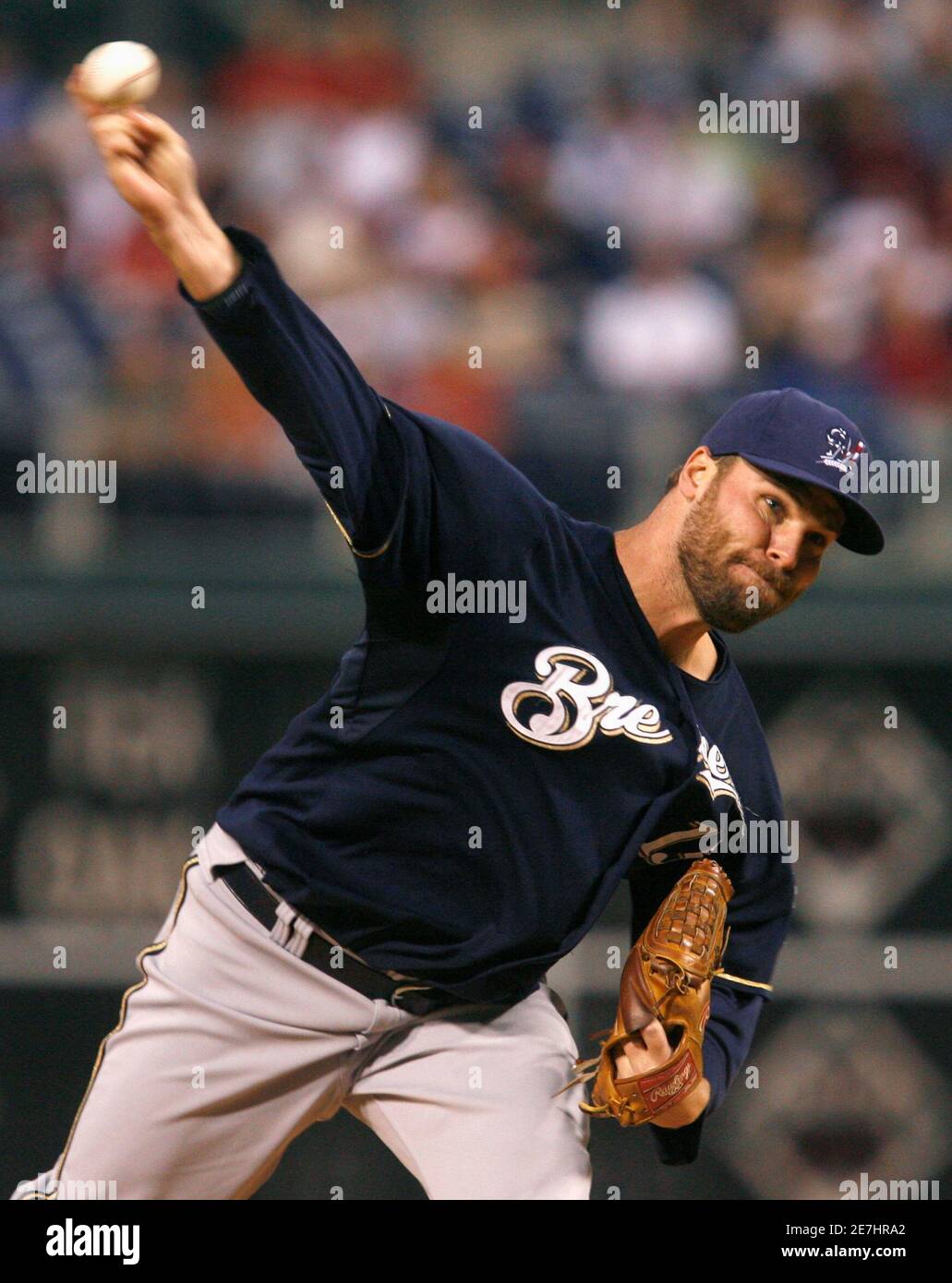Milwaukee Brewers starting pitcher Ben Sheets throws against the Detroit  Tigers during the second inning of their Interleague MLB baseball game in  Detroit, Michigan June 14, 2007. REUTERS/Rebecca Cook (UNITED STATES Stock