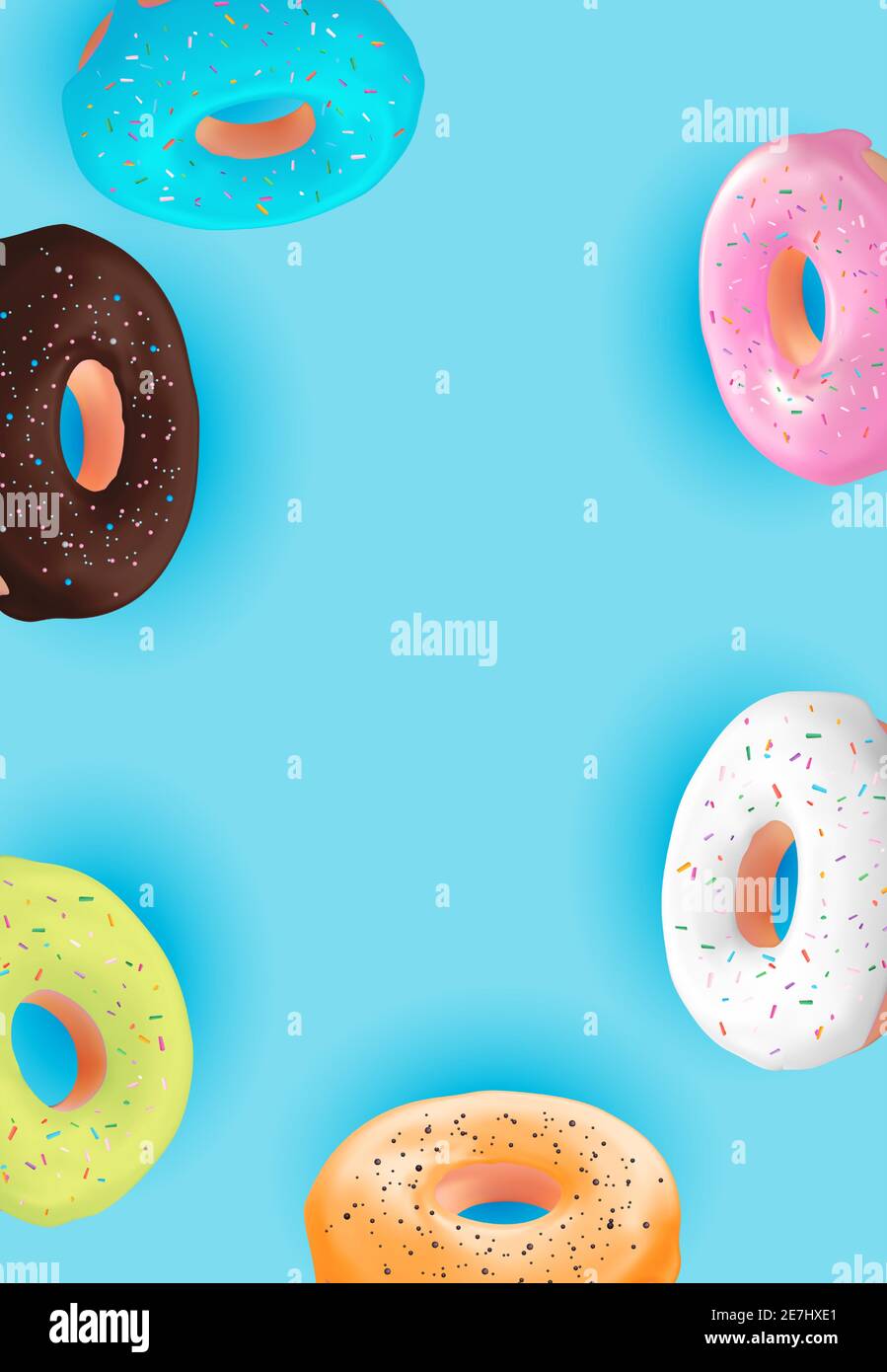 Realistic 3d sweet tasty donut background. Can be used for dessert menu ...