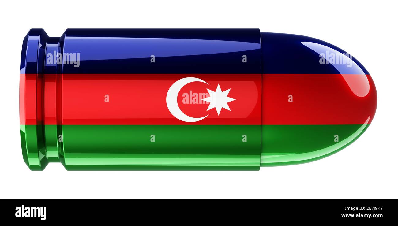 Bullet with Azerbaijani flag, 3D rendering isolated on white background ...